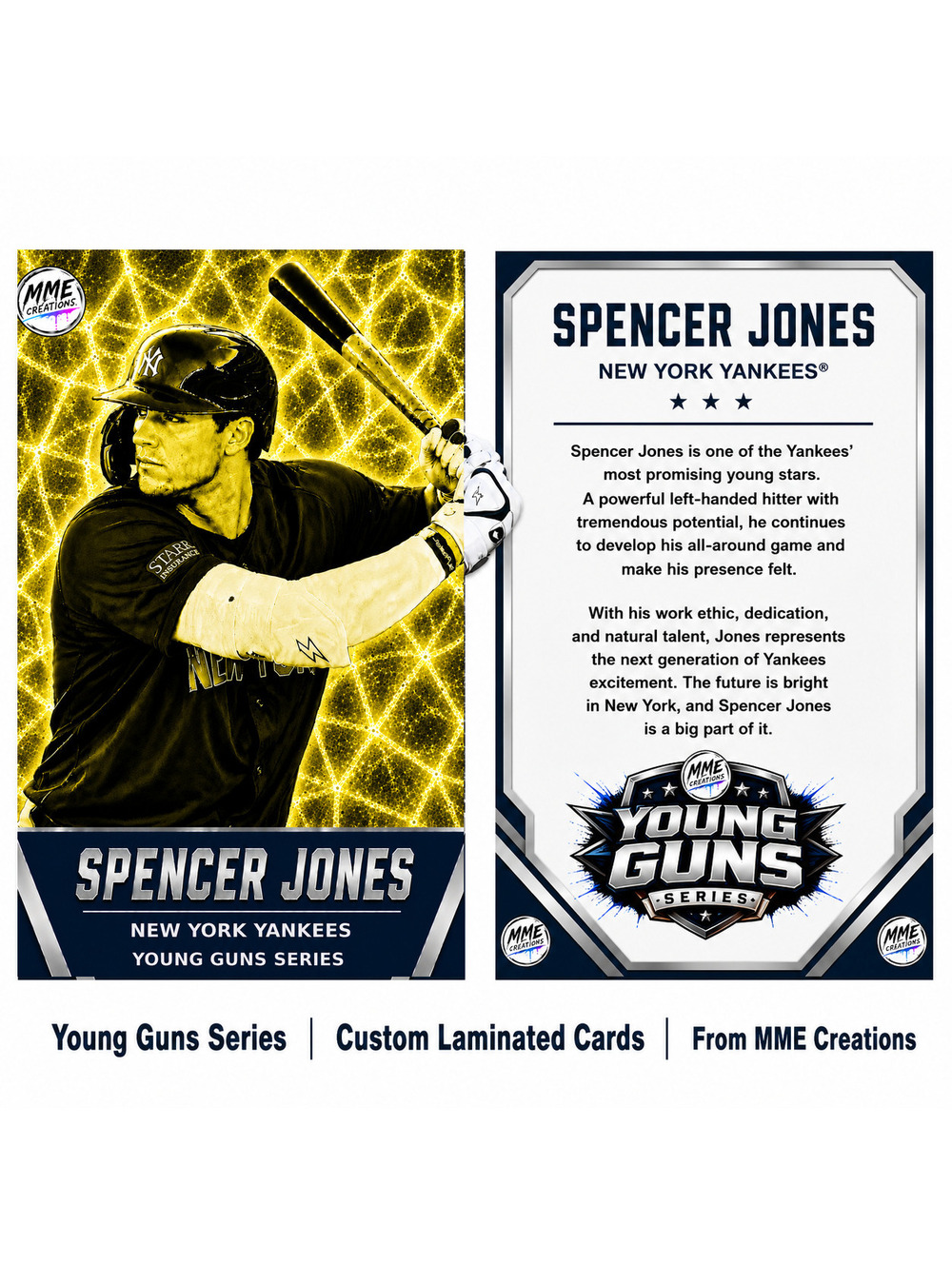 4243 Spencer Jones | Young Guns | Laminated Custom Baseball Card | Yellow Ice2